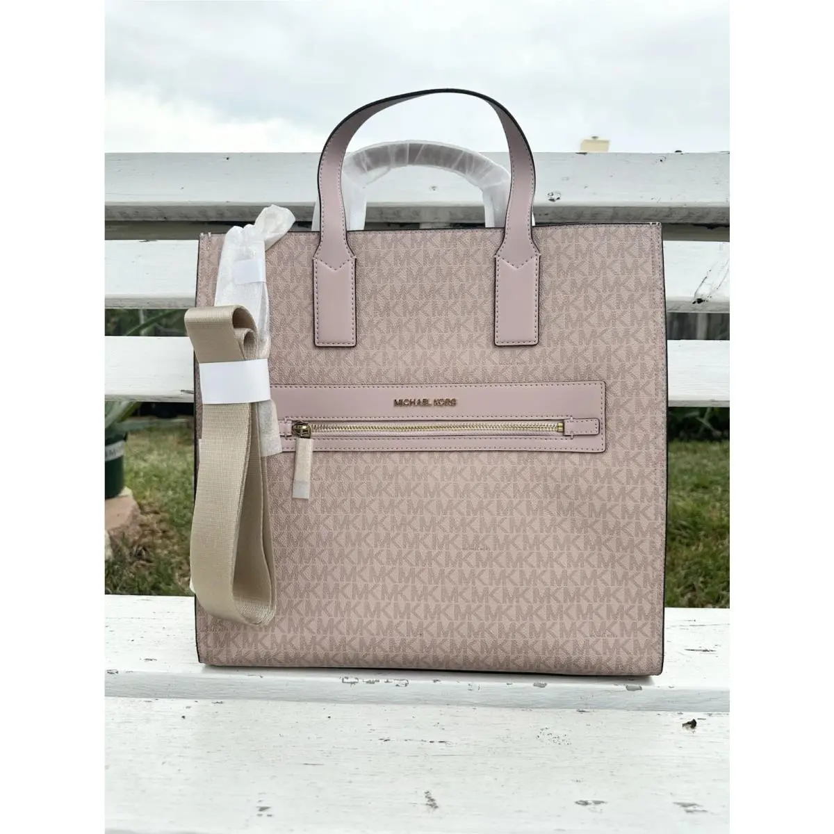 Michael Kors Kenly Large North South Tote Crossbody Purse Bag Ballet Pink