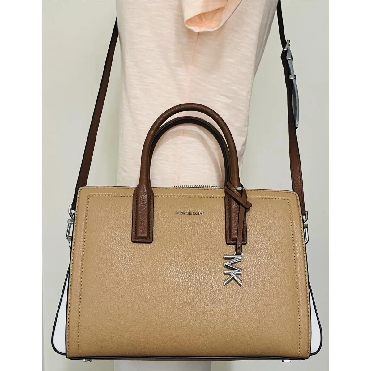 Michael Kors Laila Peanut Multi Leather Medium Satchel Shoulder Bag