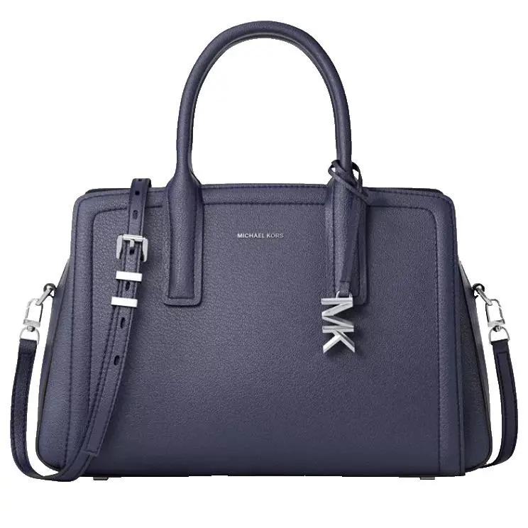 Michael Kors Laila Medium Leather Satchel Handbag w/ Crossbody Strap Dress Blues