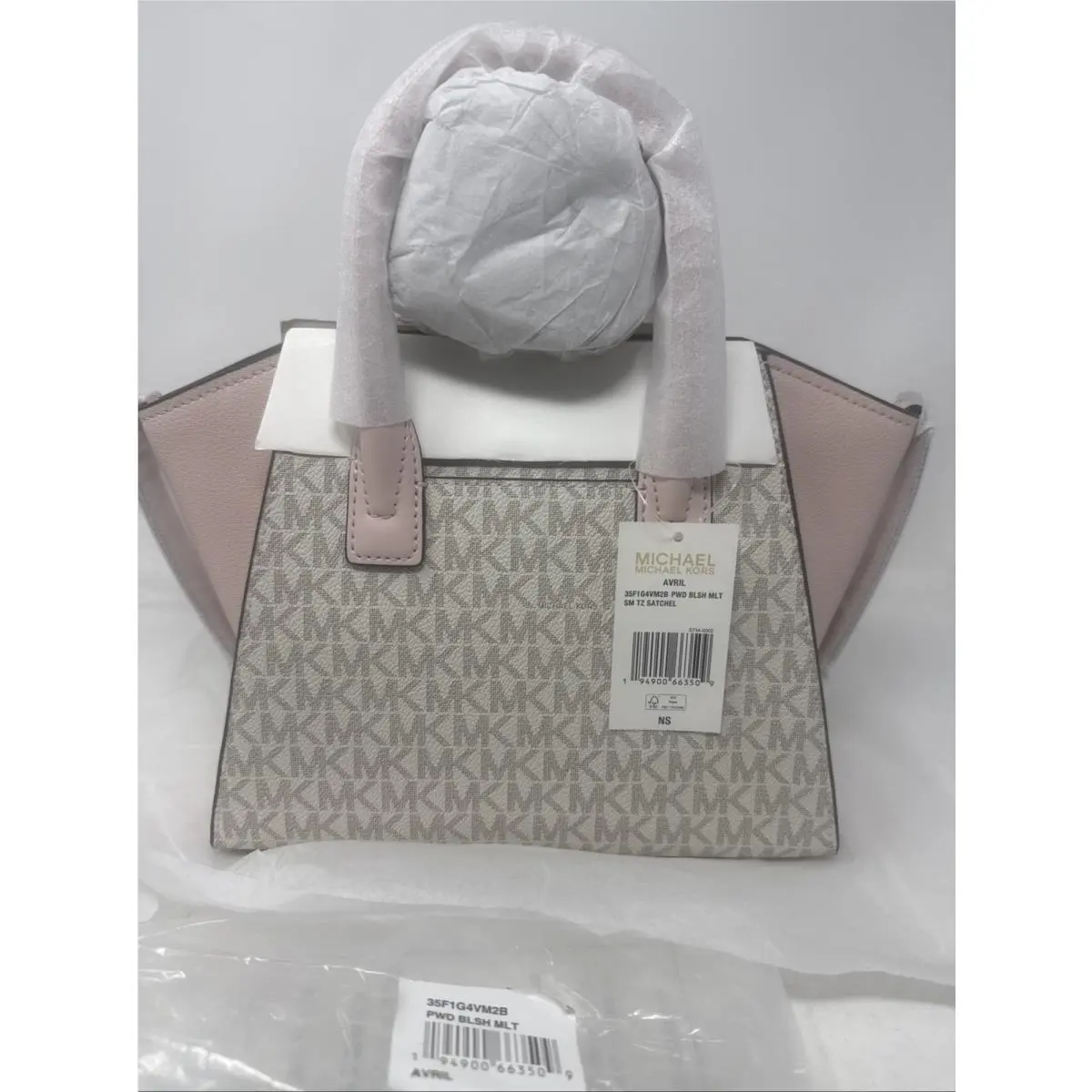 Michael Kors Avril Small Pebbled Leather Satchel Women`s Handbag In Powder Blush