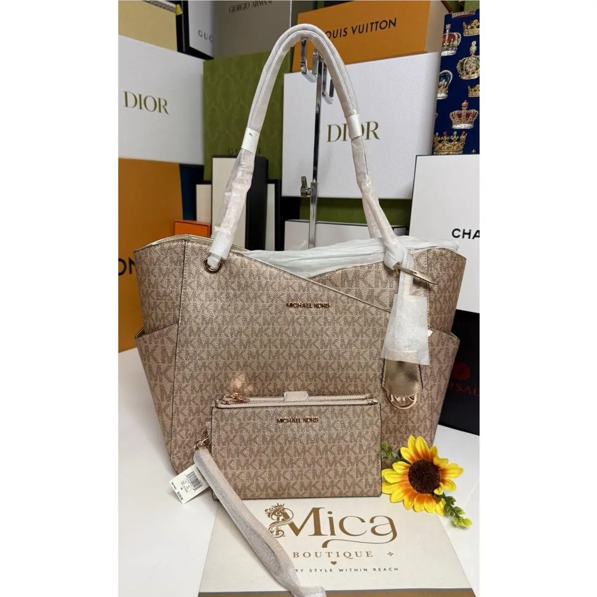 Michael Kors Sets Jet Set Large Chain Shoulder Tote Bag Rose Gold