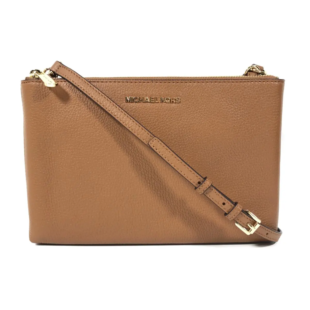 Michael Kors Jet Set Travel Dbl Gusset Leather Crossbody Bag Brown/acorn