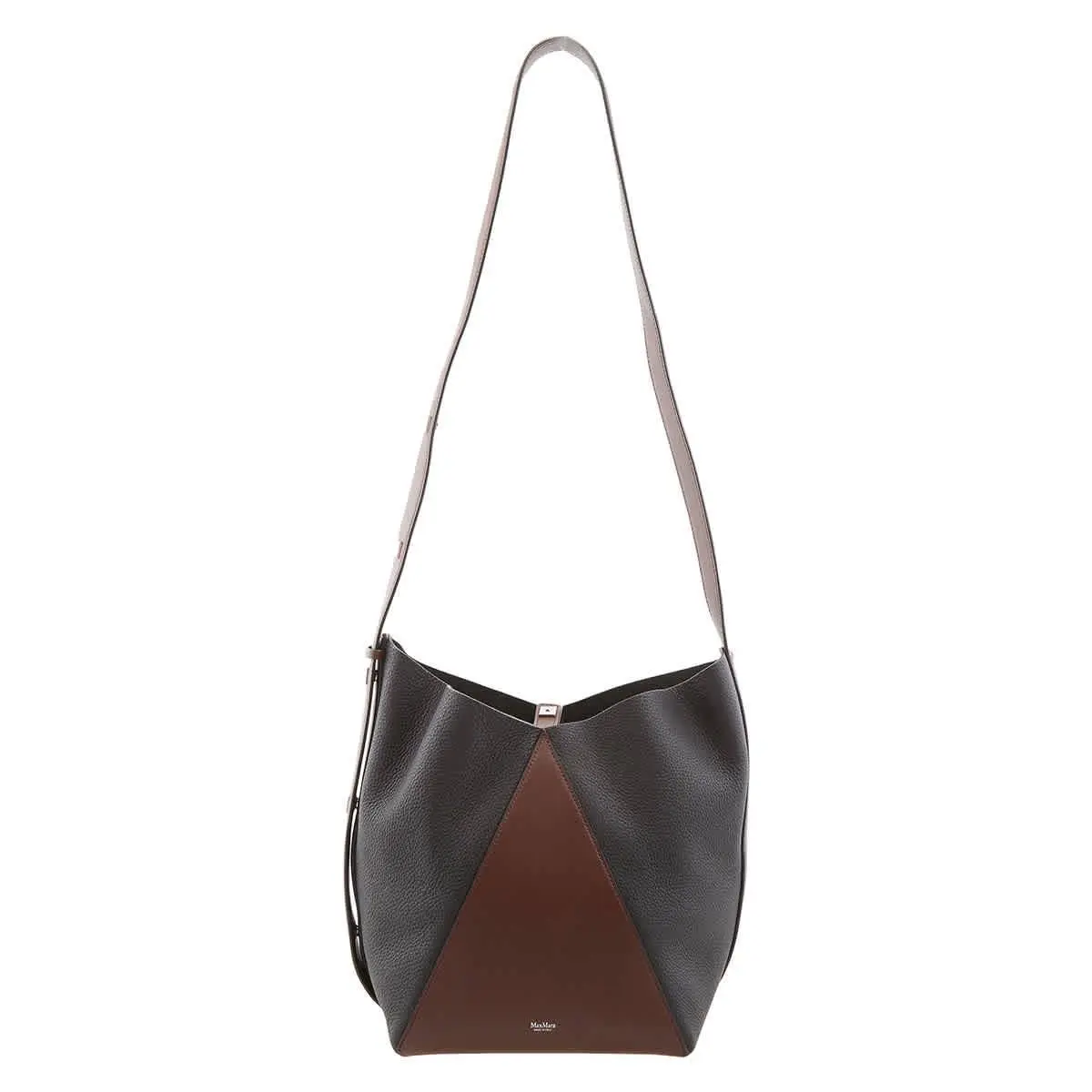 Max Mara Deer-print Leather Medium Bucket Bag 4516051600-HAZELNUT Brown