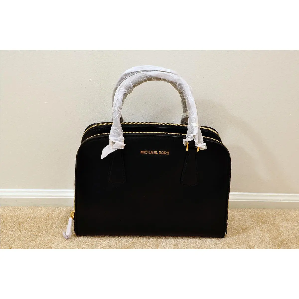 Kors Reese Large Satchel Leather Handbag Black
