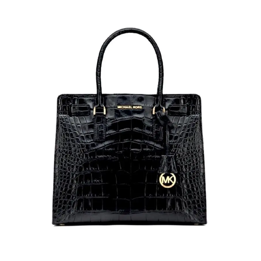 🆕 Michael Kors Dillon Large Croc Embossed Leather Tote Bag-black/gold