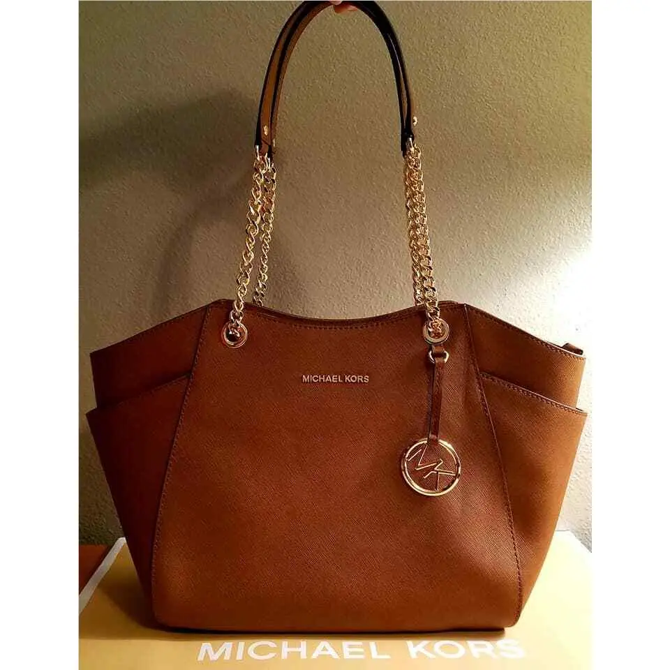 Michael Kors Jet Set Travel Large Leather /signature Chain Shoulder Tote Bag