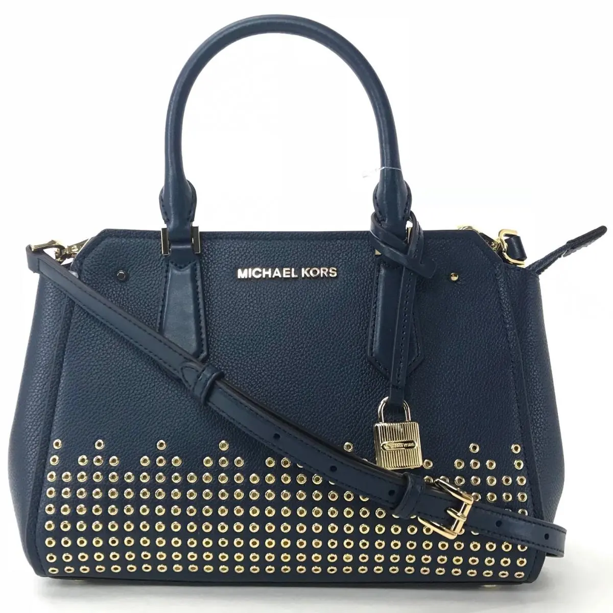 Michael Kors Hayes Medium Leather Messenger Bag Blue