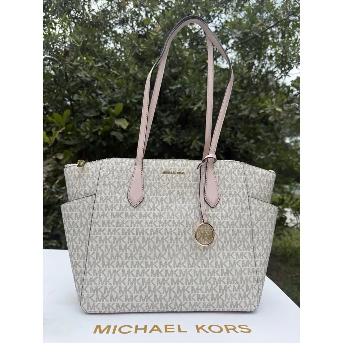 Michael Kors Medium Marylin Leather Tote Bag Powder Blush
