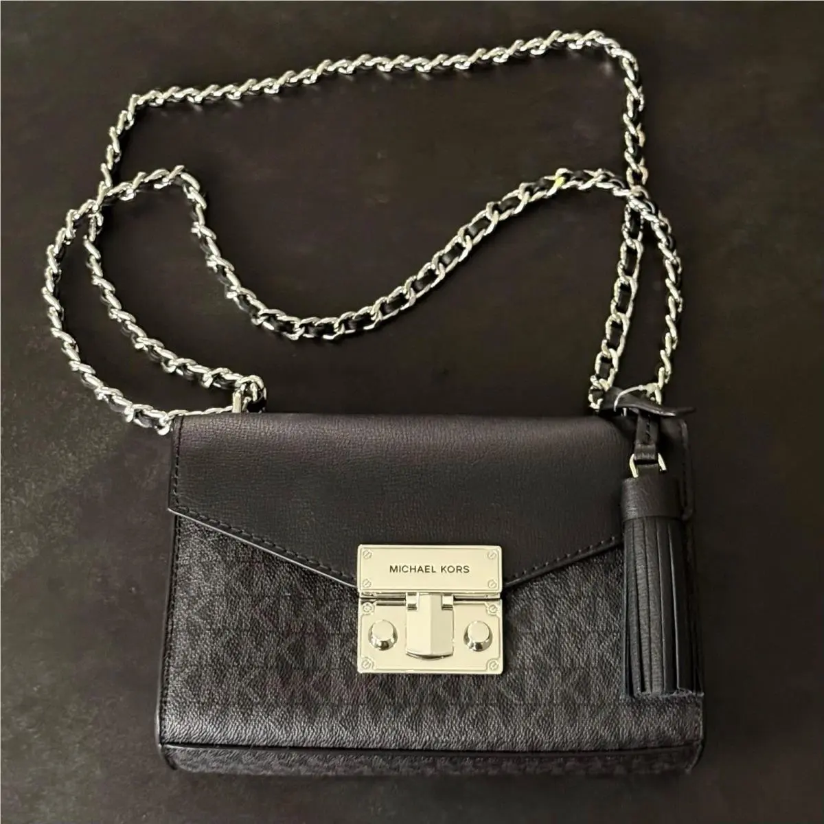 Crossbody Bag Rose Small Purse MK Signature Black by Michael Kors