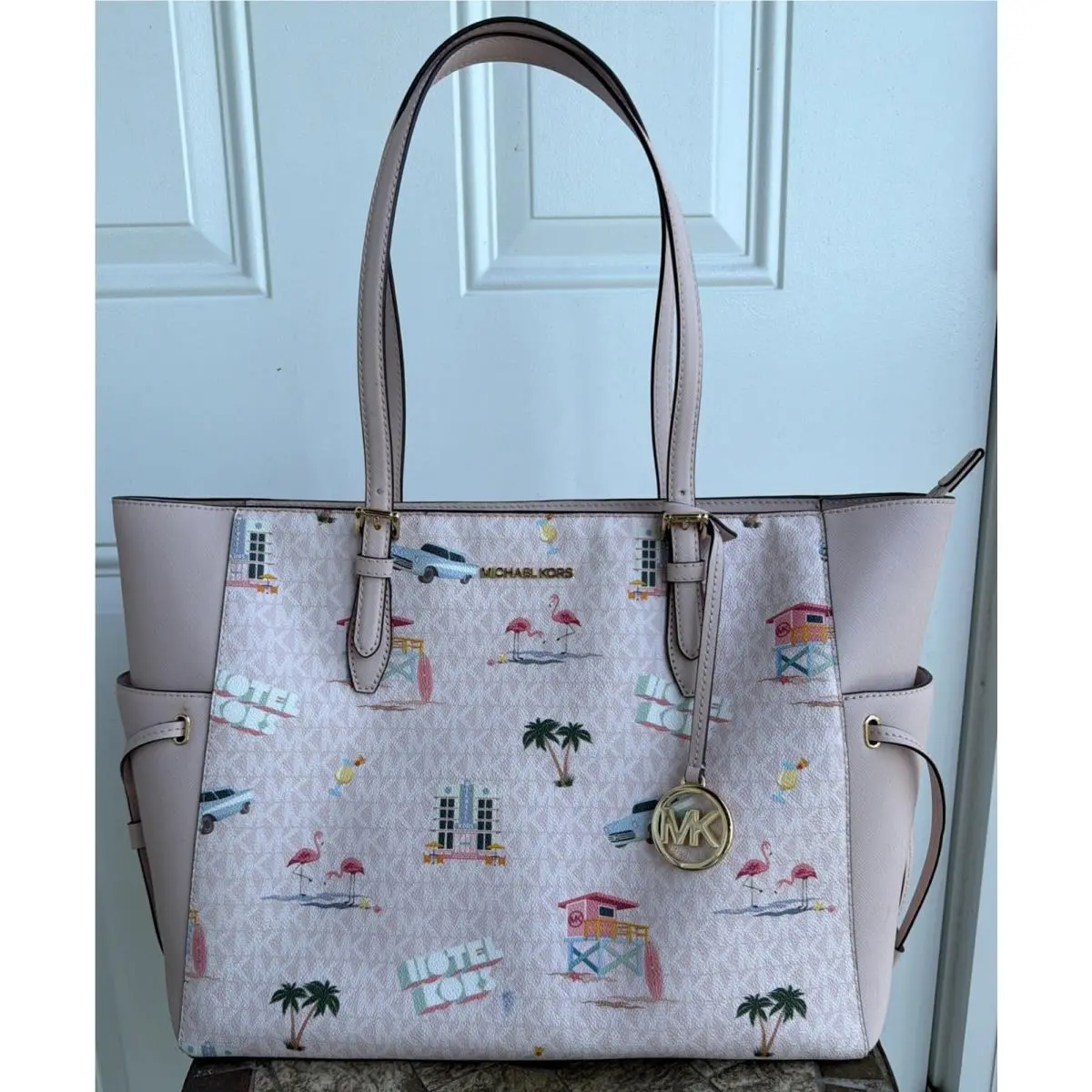 Michael Kors Pink Gilly Miami Large Travel Tote Laptop Bag - Rare