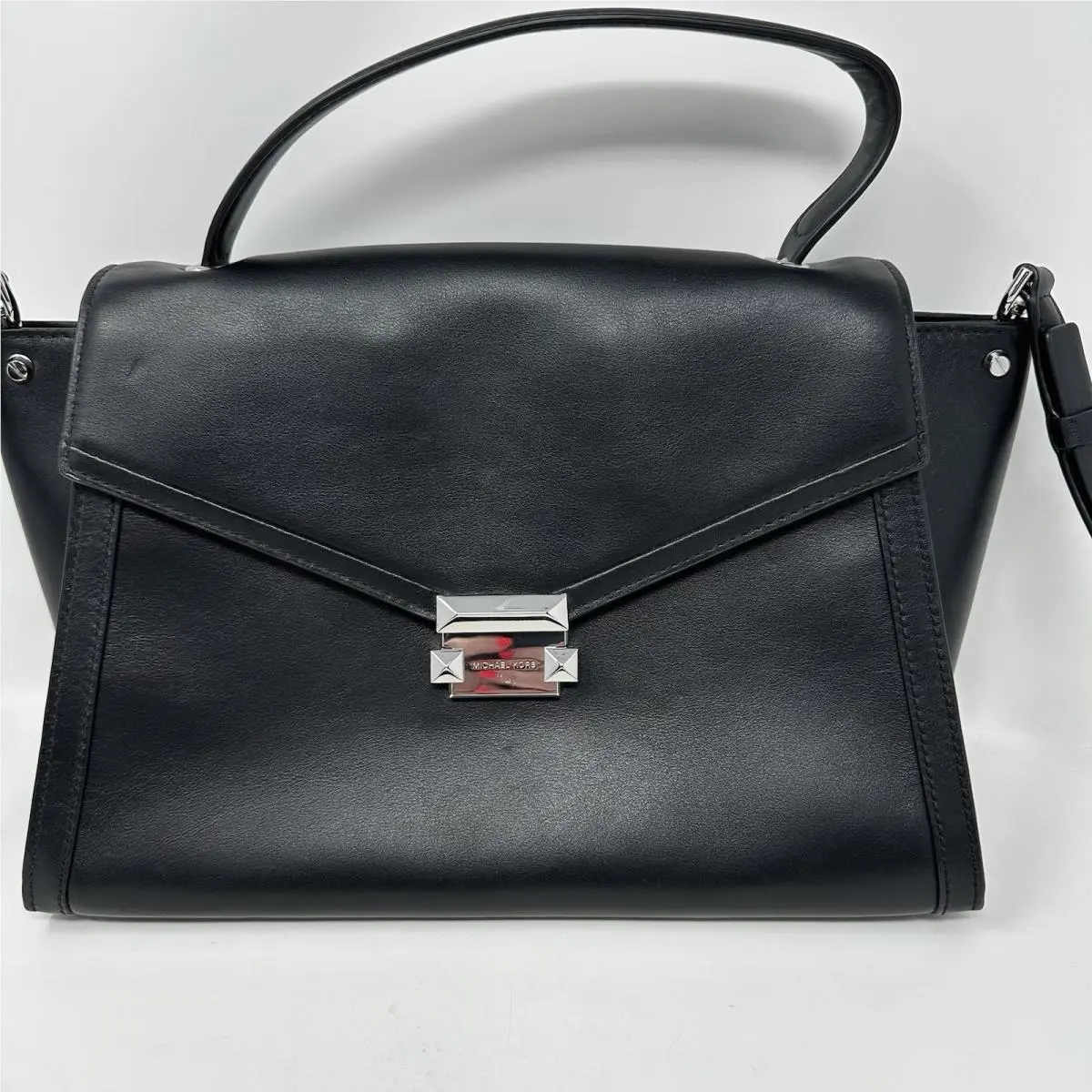 Whitney Leather Satchel Black Leather Large by Michael Kors