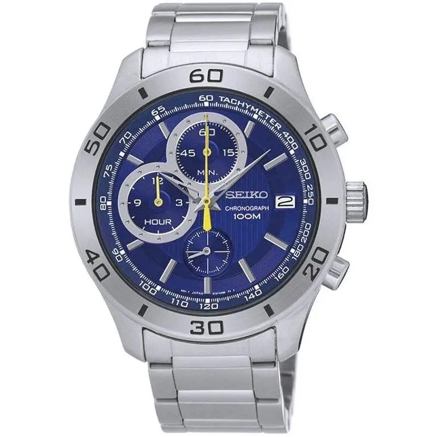 Seiko Mens Blue Dial Chronograph Watch SSB185