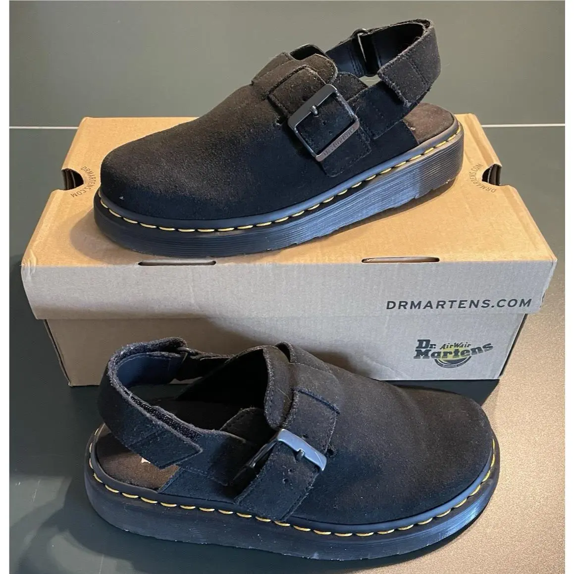 Dr. Martens Women 7 Men 8 EU 38 Jorge II Black Suede Slingback Mule Clogs