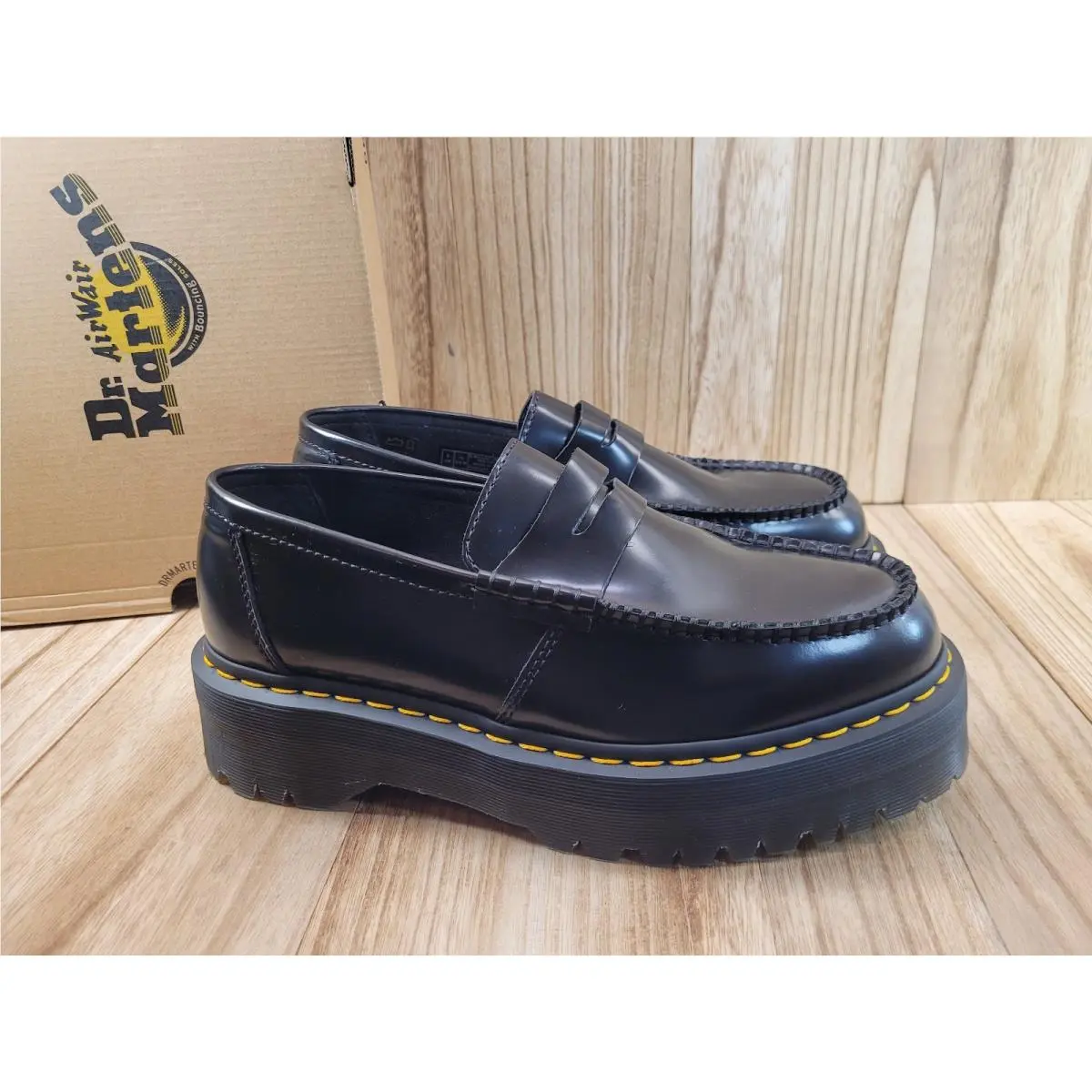 Dr Martens Penton Quad Penny Loafers Black Smooth Leather Mens 10 Ladies 11