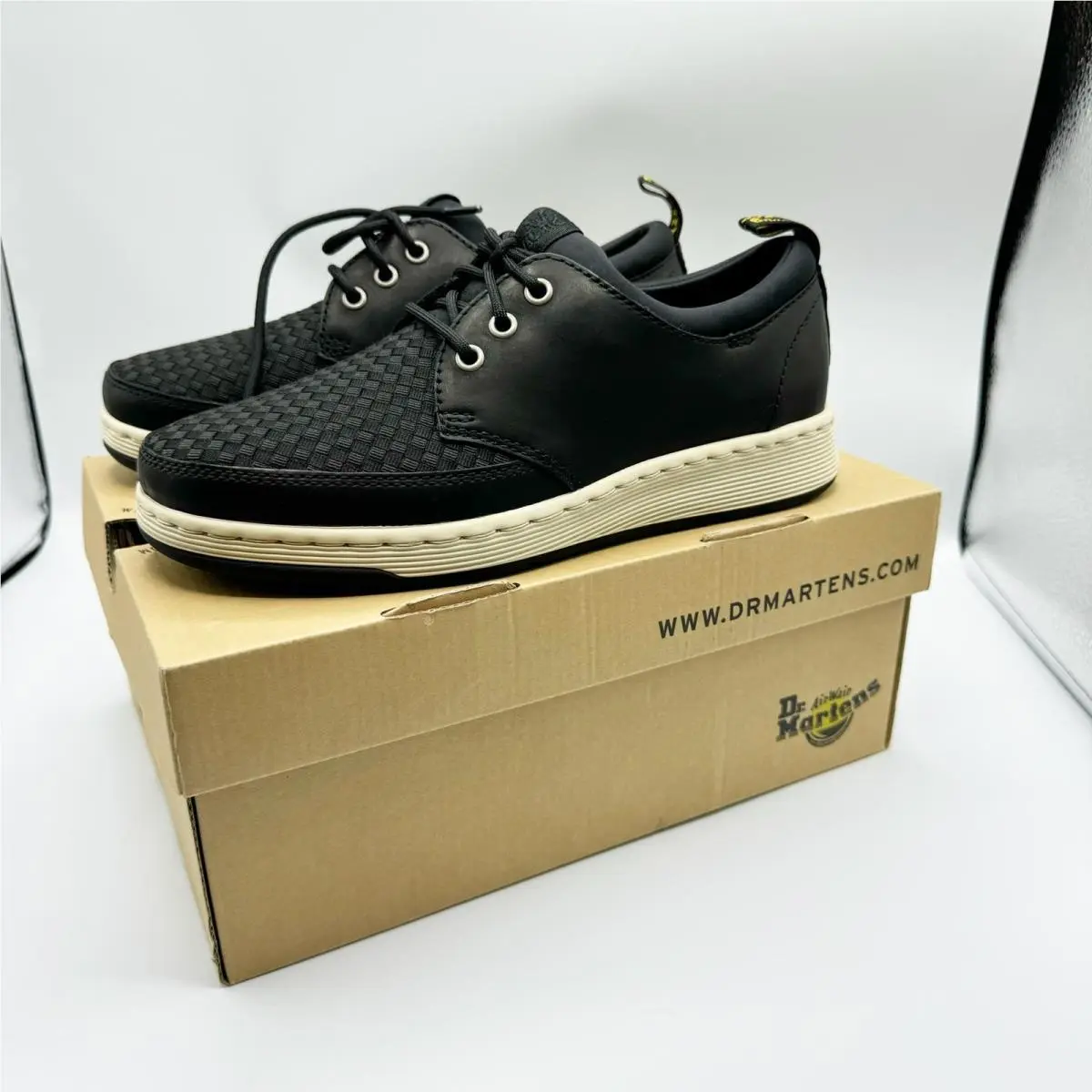 Dr. Martens Dr Maertens Solaris Woven 3 Eye Black Oxford Sneaker Shoes Womens 8