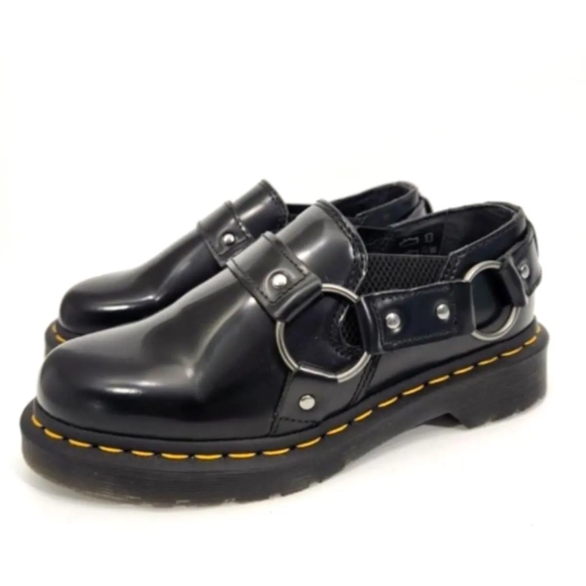 Dr. Martens Gilbey Polished Smooth Leather Monk Strap Shoes Womens 8 Mens 7 Blac