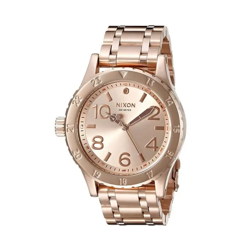 Nixon Bullet Rose Gold Tone S/s Chrono Date Left Handed Watch A410897 38-20