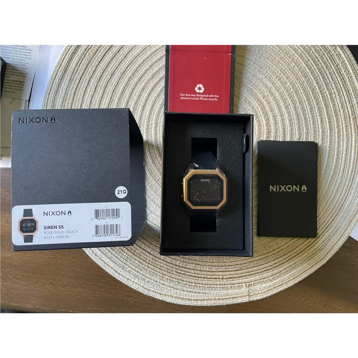 Nixon Siren SS A1211-1098-00 100M Water Resistant Women Wristwatch Rose Gold/bl