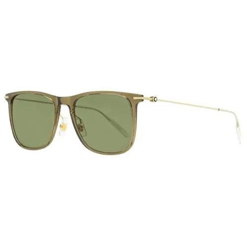 Rectangular Sunglasses MB0206S 004 Transparent Brown/gold 53mm by Montblanc