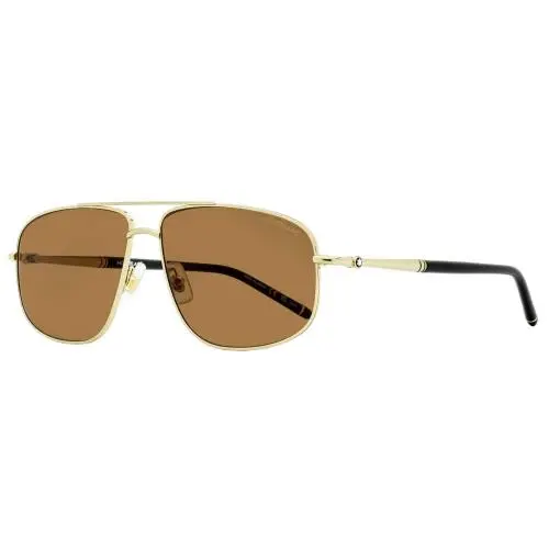 Pilot Sunglasses MB0069S 001 Gold/black 60mm by Montblanc