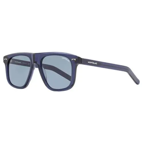 Oversize Sunglasses MB0227S 003 Transparent Blue 55mm by Montblanc