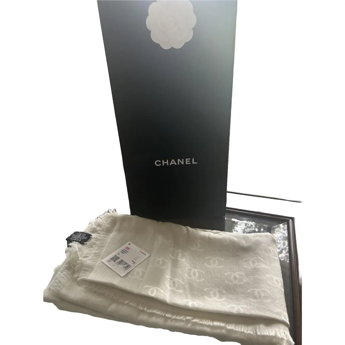 Chanel Stole Scarf Ivory Gorgeous Gift Bag
