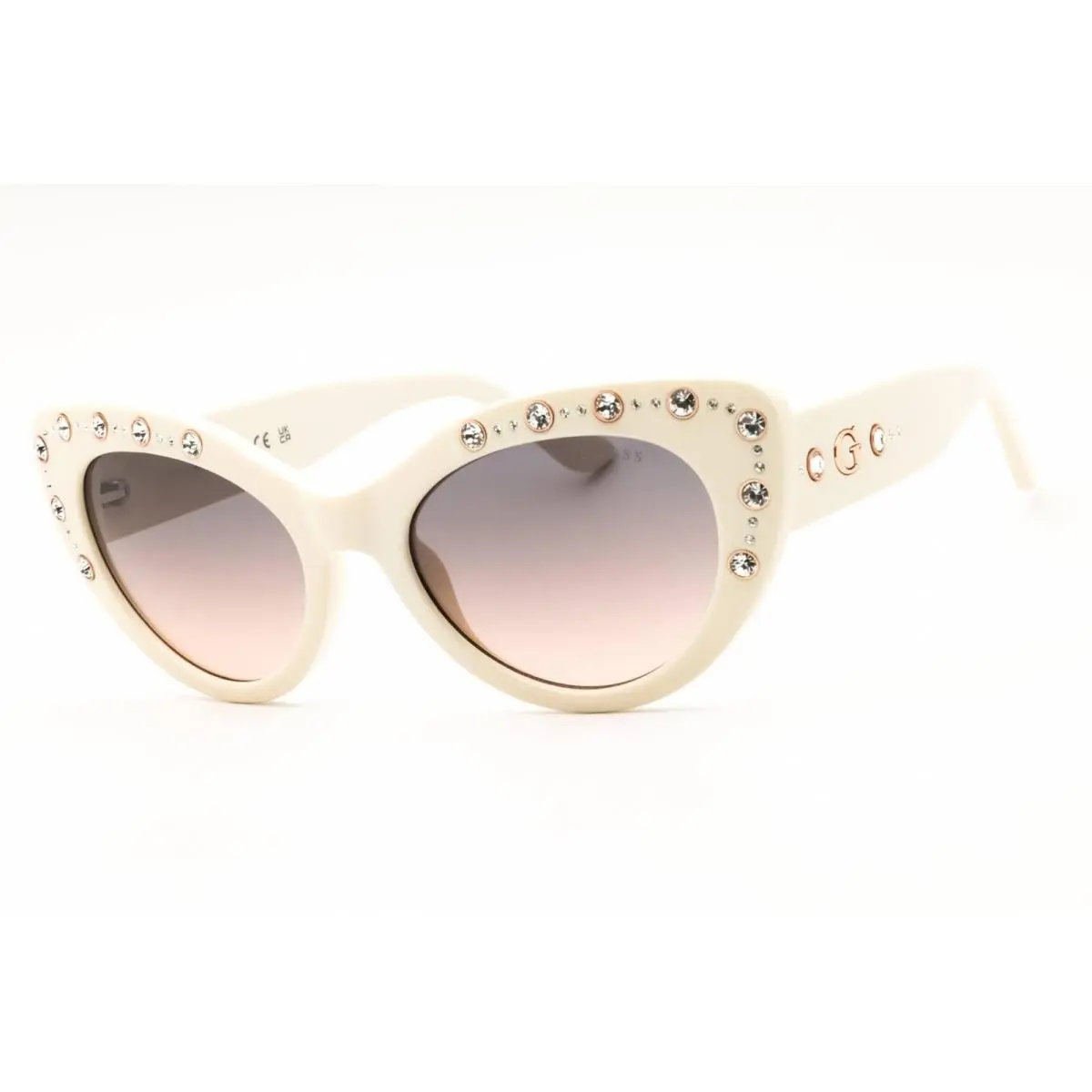 Guess Women`s Sunglasses Cat Eye White Injected Propionate Frame GU00163 21B