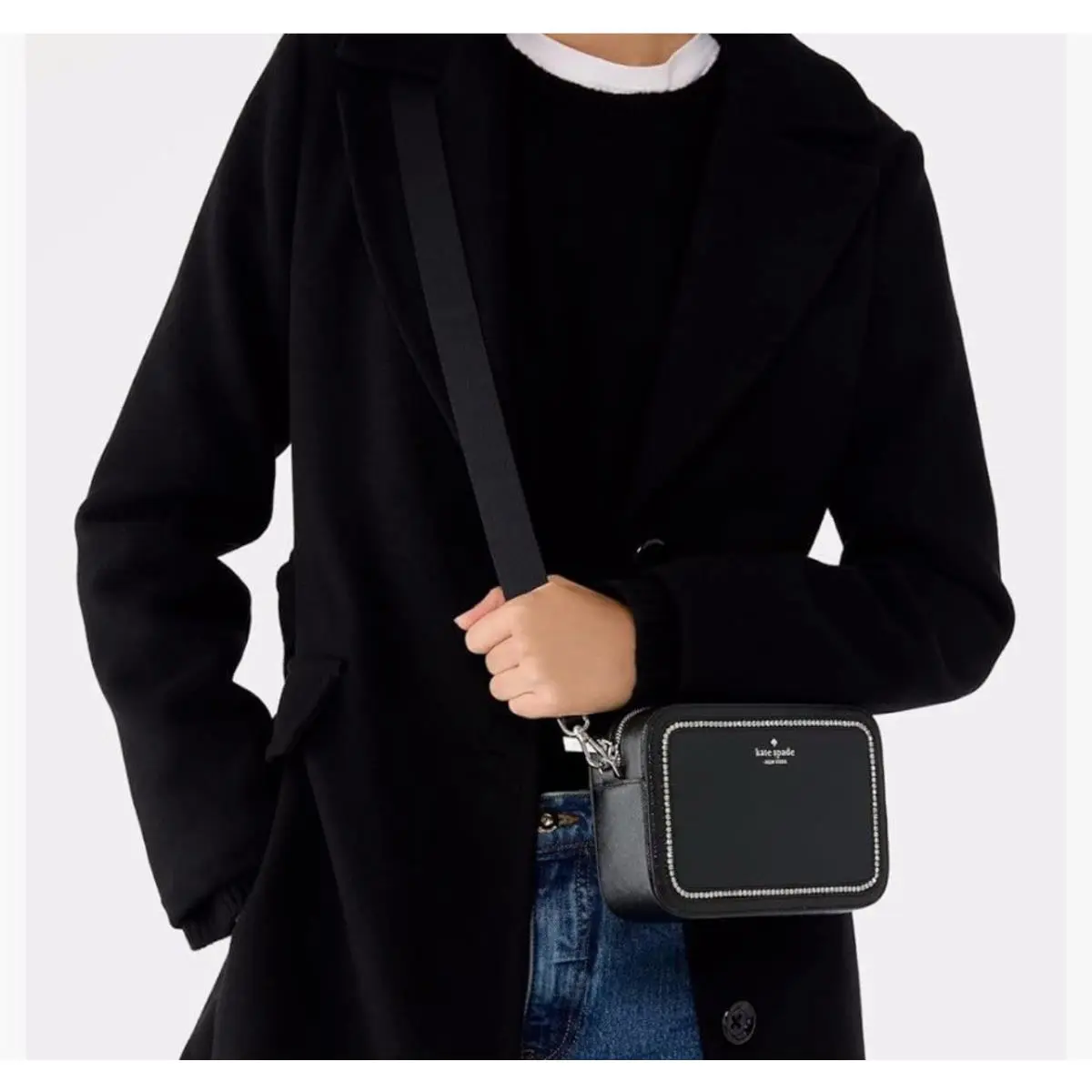 Madison Mini Camera Patent Leather Crystal Crossbody Black KJ955 by Kate Spade