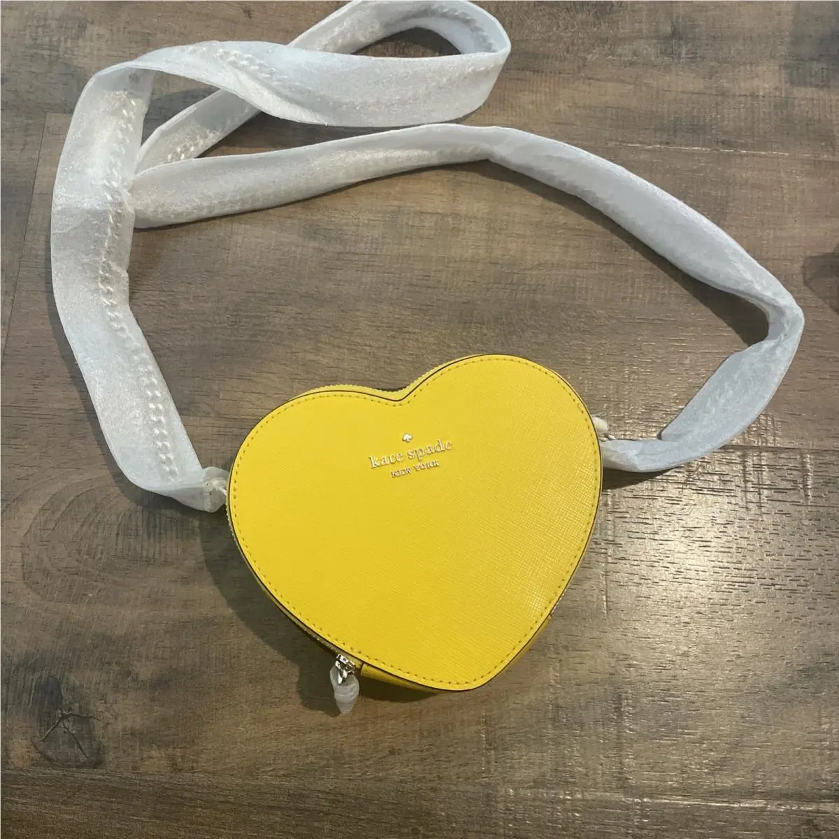 Leather Love Shack Mini Heart Crossbody Handbag Mango Ice - New by Kate Spade