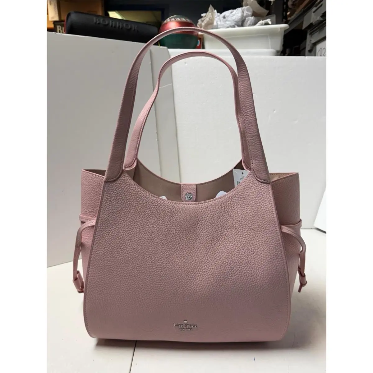 Pebbled Leather Tutu Pink Stash Bag by Kate Spade
