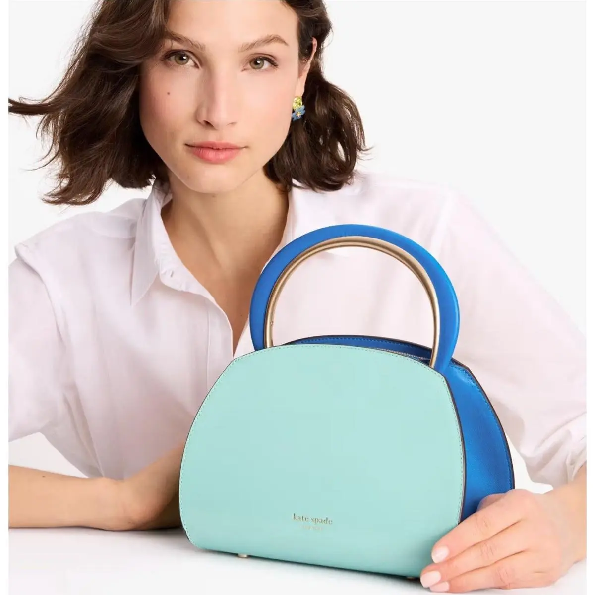 Expo Colorblocked Top-handle Satchel Mint Blue Yellow Green by Kate Spade