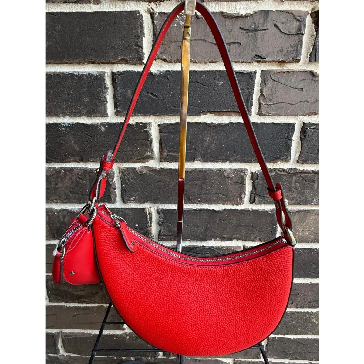 NWT$198  NY Duo Mini Pebbled Leather Crossbody Heirloom Tomato Red by Kate Spade