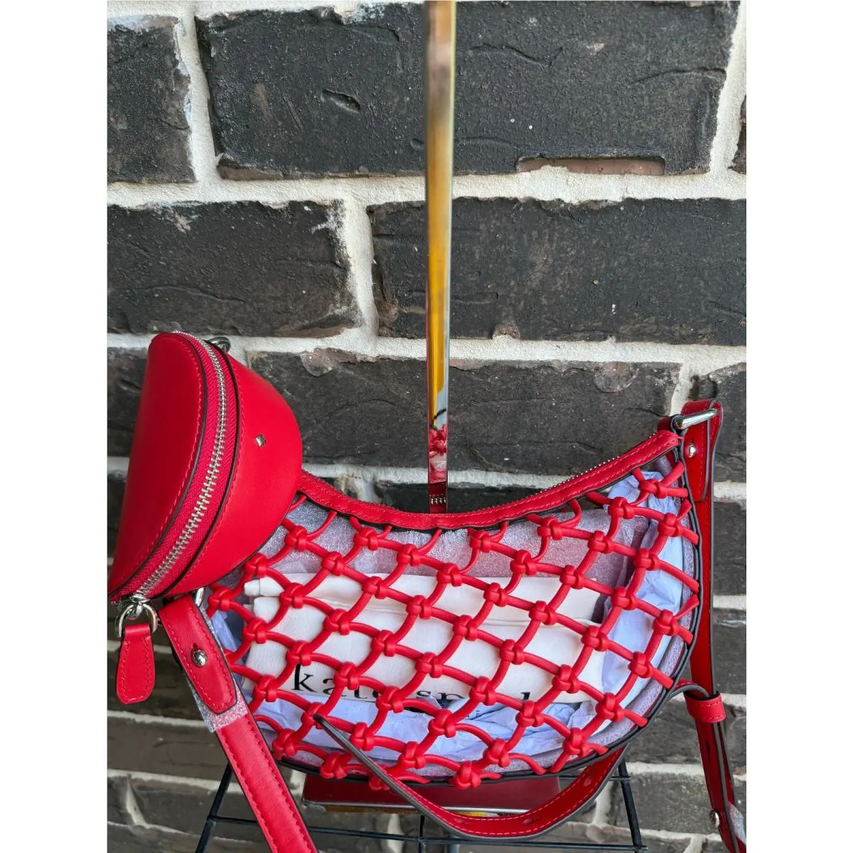 NWT$378  NY Duo Woven Convert Multi-way Crossbody Heirloom Tomato Red by Kate Spade