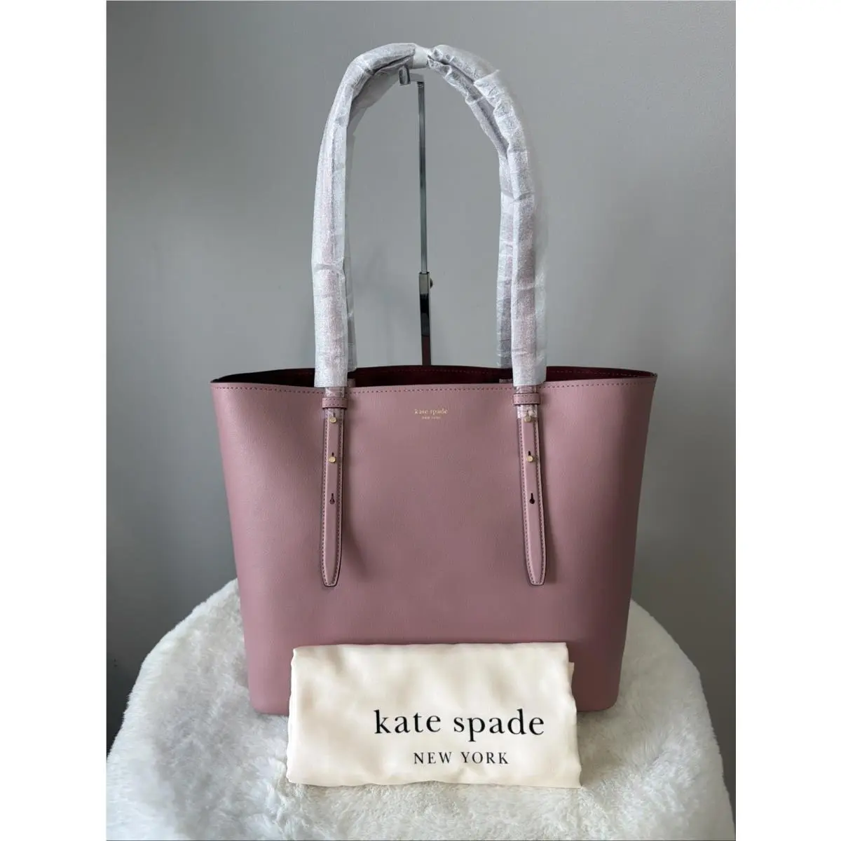 New York Do it All Fine Grain Leather Tote Dusk Rose by Kate Spade