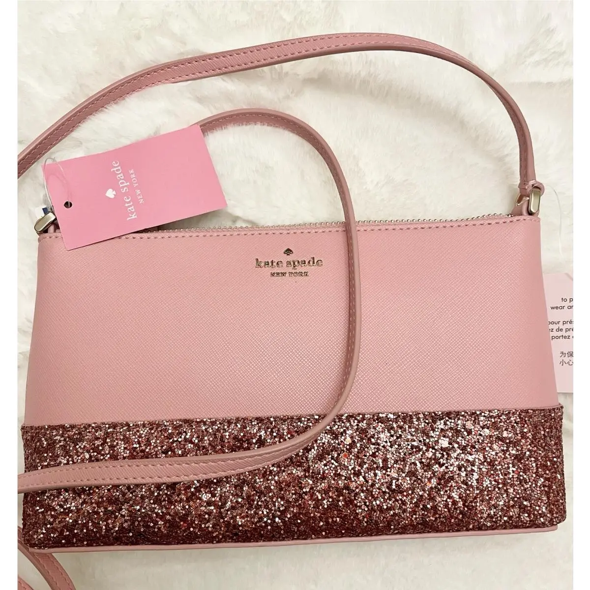 Greta Court Ramey Glitter Crossbody Bag Dusty Peony by Kate Spade