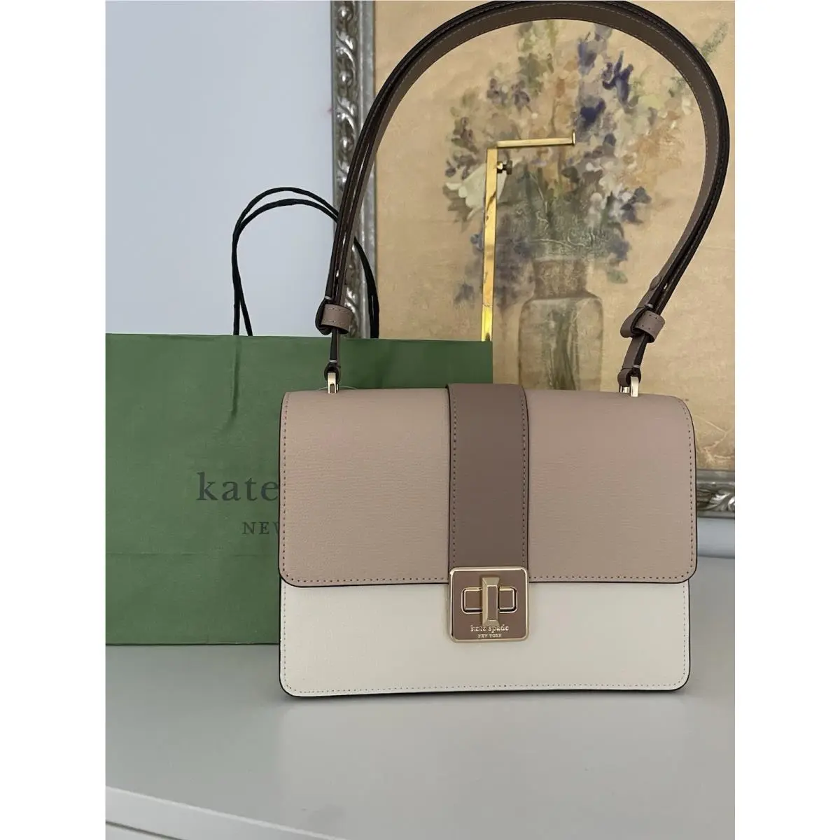 Leather Phoebe Turnlock Shoulder Bag Flap Shoulder Handbag by Kate Spade