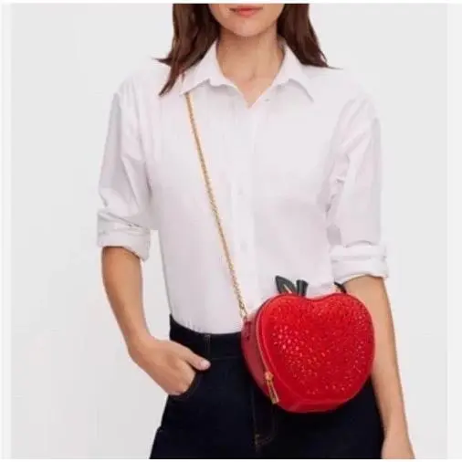 Big Apple Red Embellished 3D Chain Strap Poppy Field Gift Boxed by Kate Spade