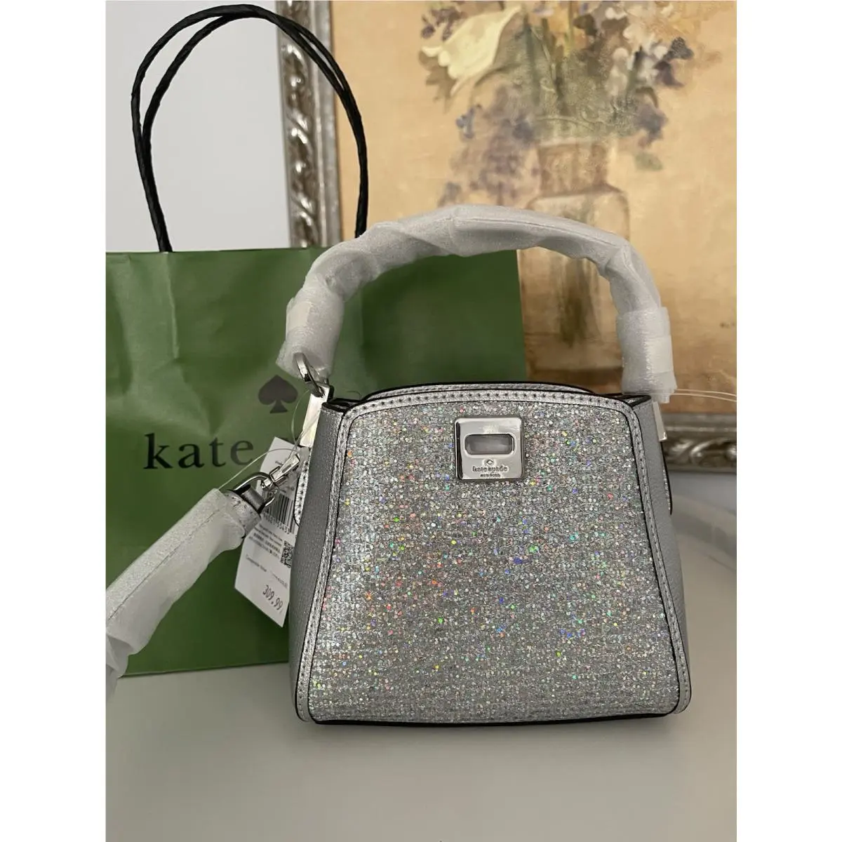 Phoebe Glitter Mini Micro Top Handle Crossbody Lunar Light by Kate Spade