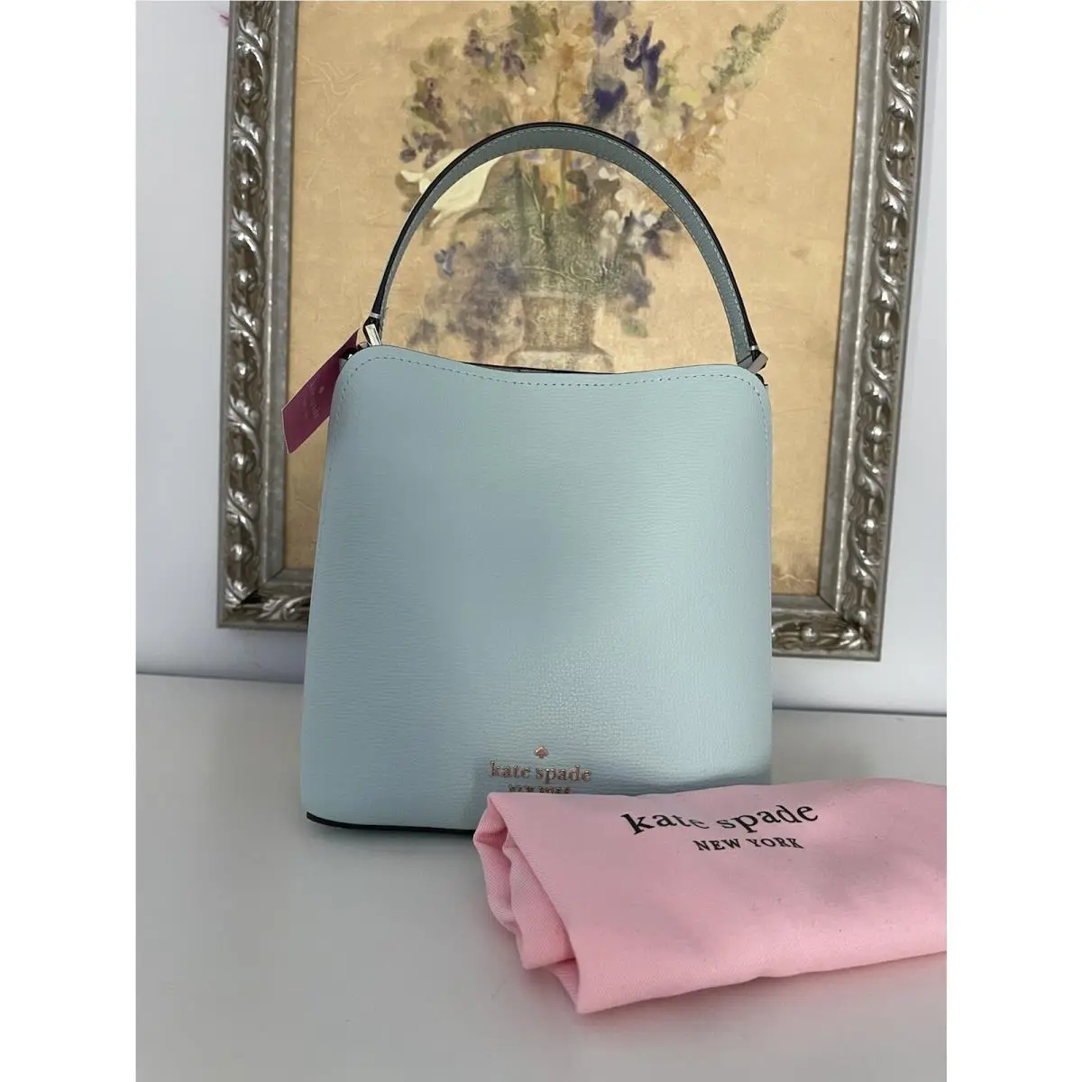 Refined Grain Small Bucket Crossbody Blue Glow WKR00439 by Kate Spade