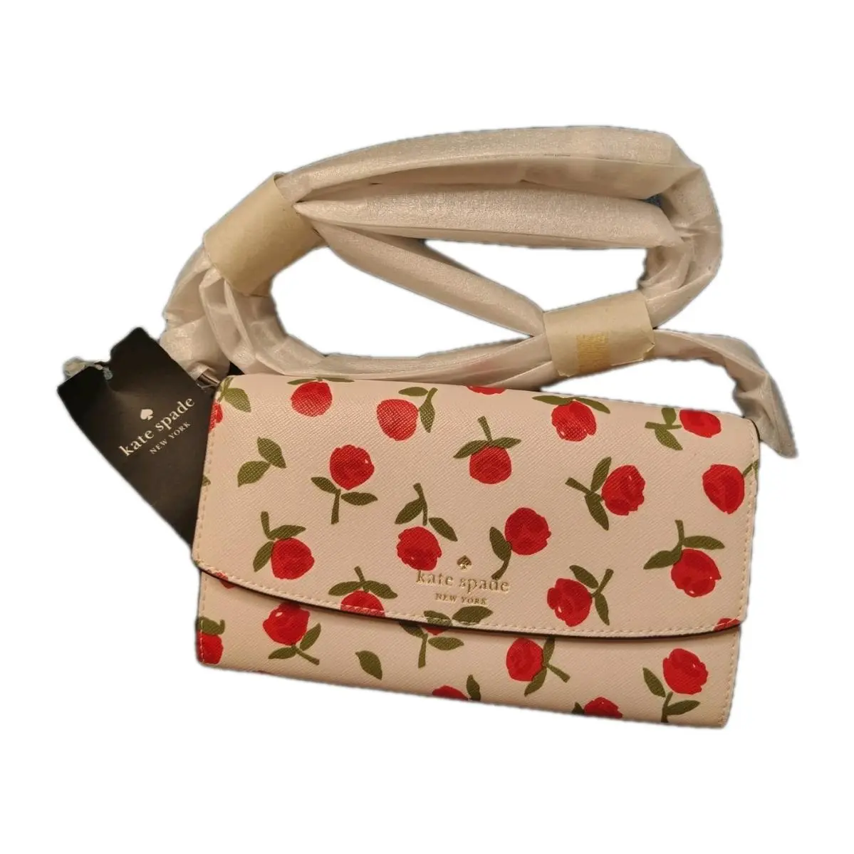 Strawberry Vine Safiano Leather Crossbody Camera Bag Cream Multi Gold by Kate Spade