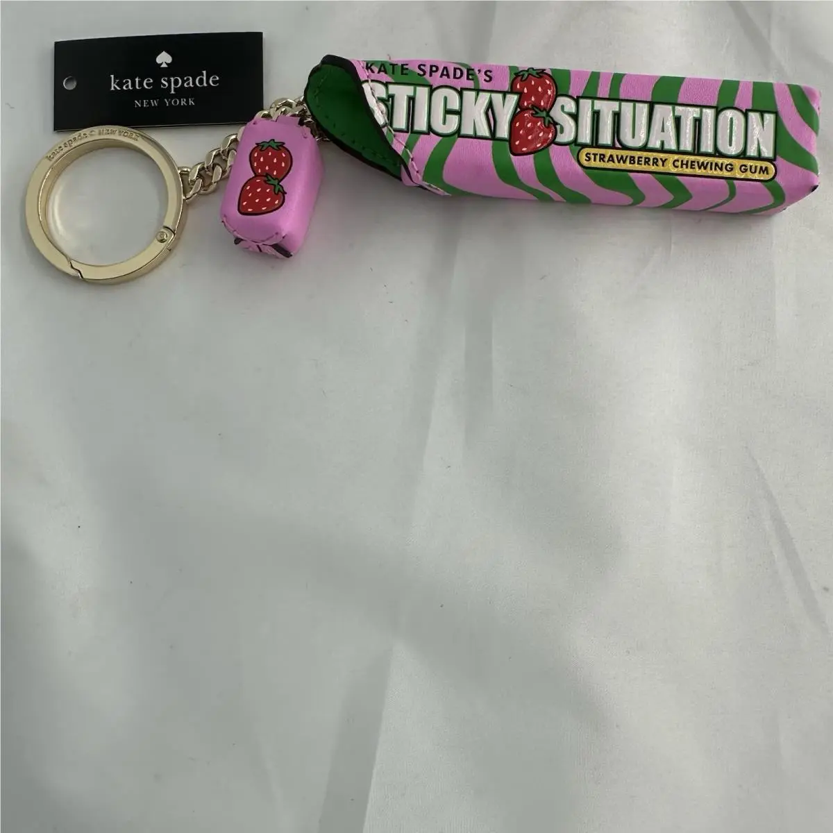 Sticky Situation Chewing Bubble Gum Key Chain Bag Charm Fruit Stripe by Kate Spade
