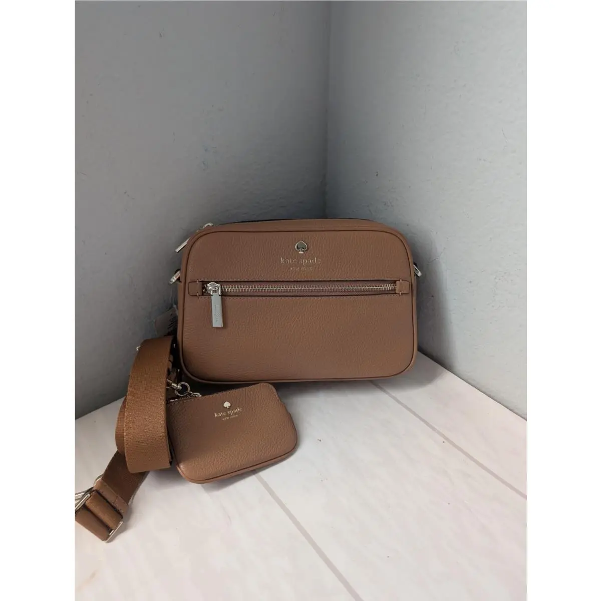 KK072 Emma Pebbled Leather Camera Bag Crossbody In Bungalow by Kate Spade
