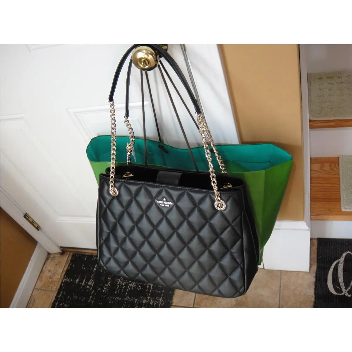 New  Carey Large Quilted Black Tote Bag$549.00.100% by Kate Spade