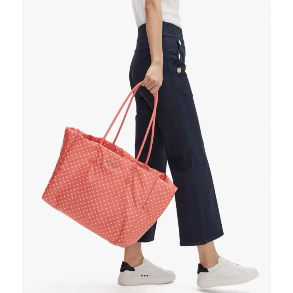 Everything Puffy Dots Large Tote Pink White 15x12x8 Travel Shopping by Kate Spade