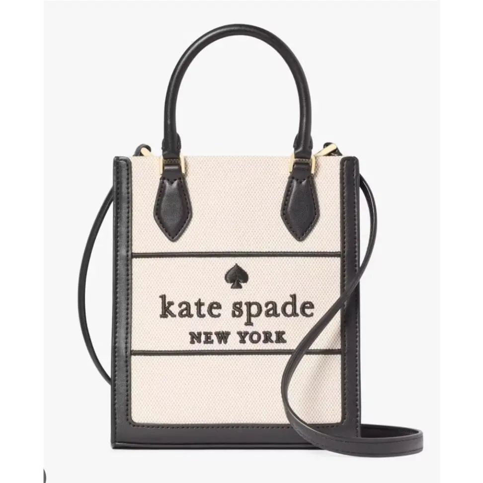 New  New York Ellie Canvas Mini Tote Bag Black Multi by Kate Spade