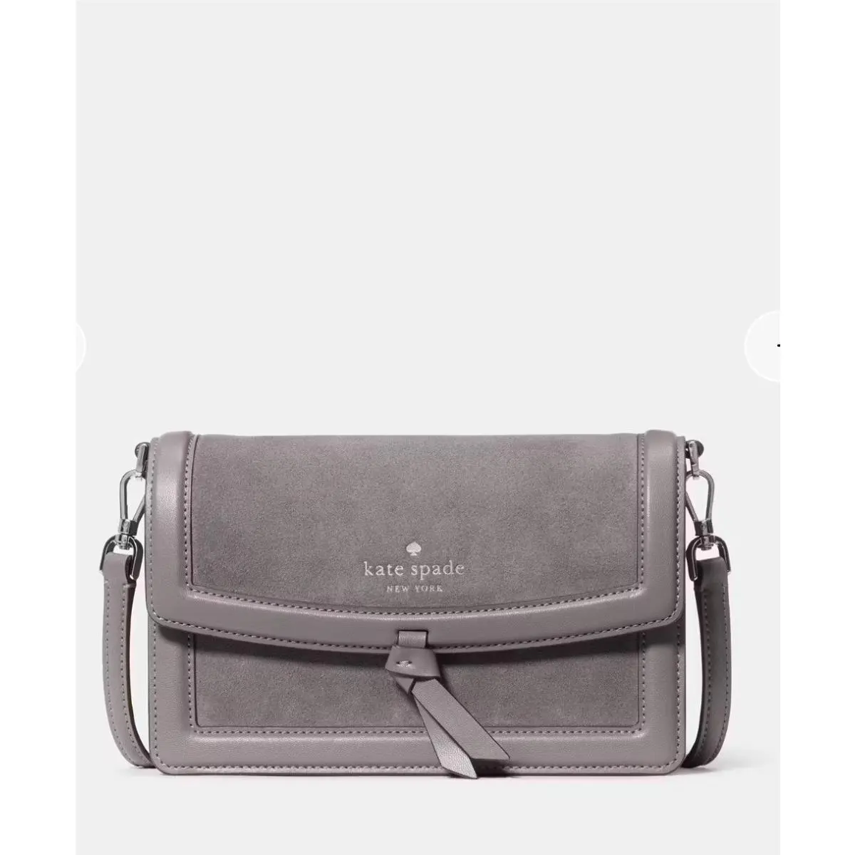 Suede Leather Knott Mini Flap Crossbody In Hare Grey KN307 by Kate Spade