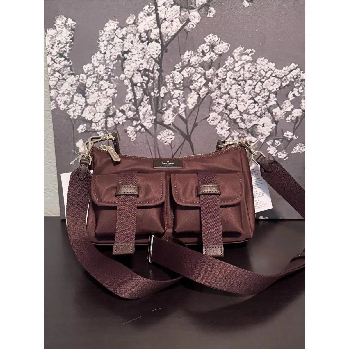 Carter Cargo Nylon Messenger Crossbody Many Pockets in Hot Fudge by Kate Spade