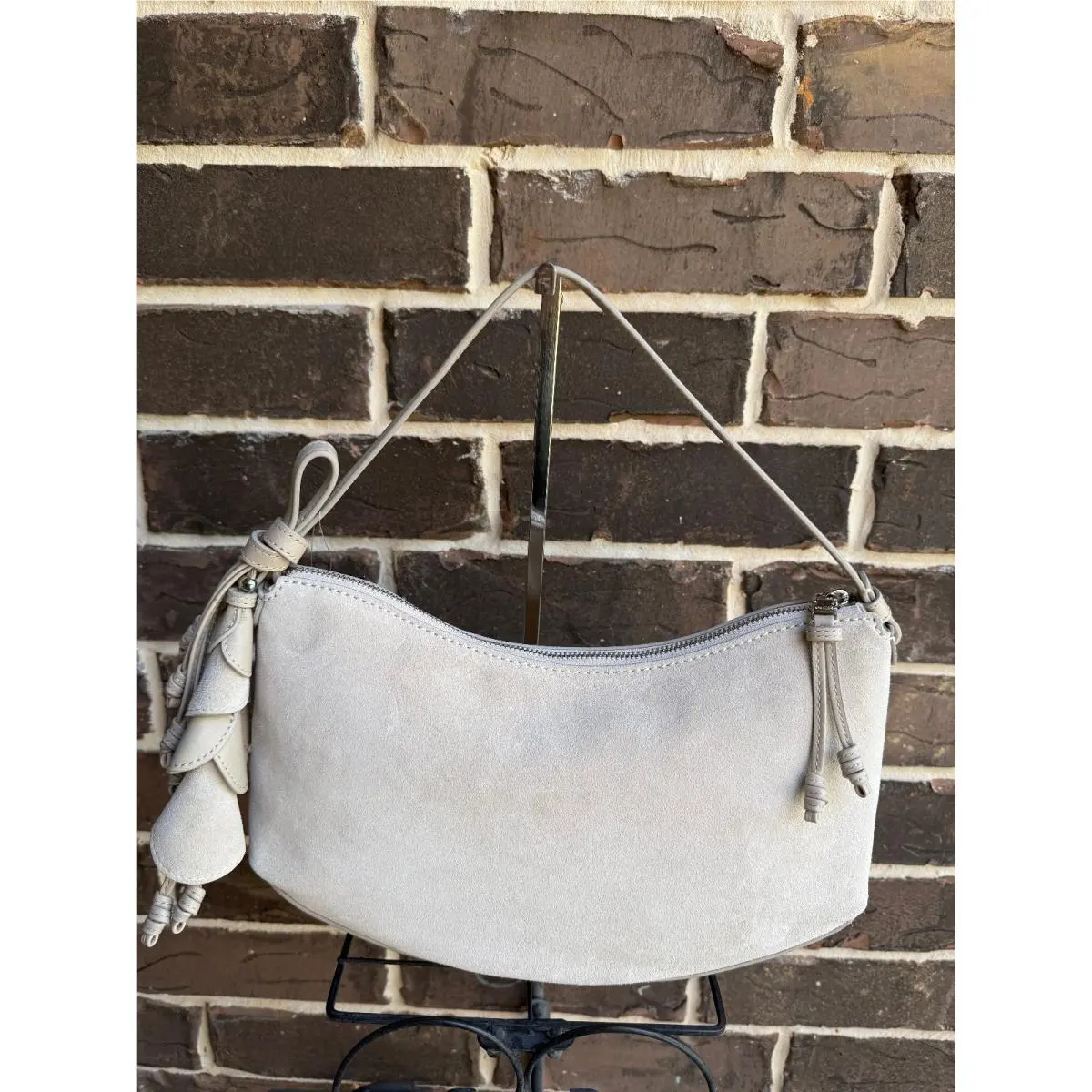 Loop Shoulder Bag Suede Leather Milk Glass Light Beige by Kate Spade