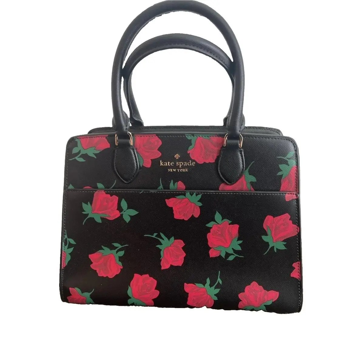 Madison Rose Printed Medium Satchel Black Floral Crossbody KE536 by Kate Spade