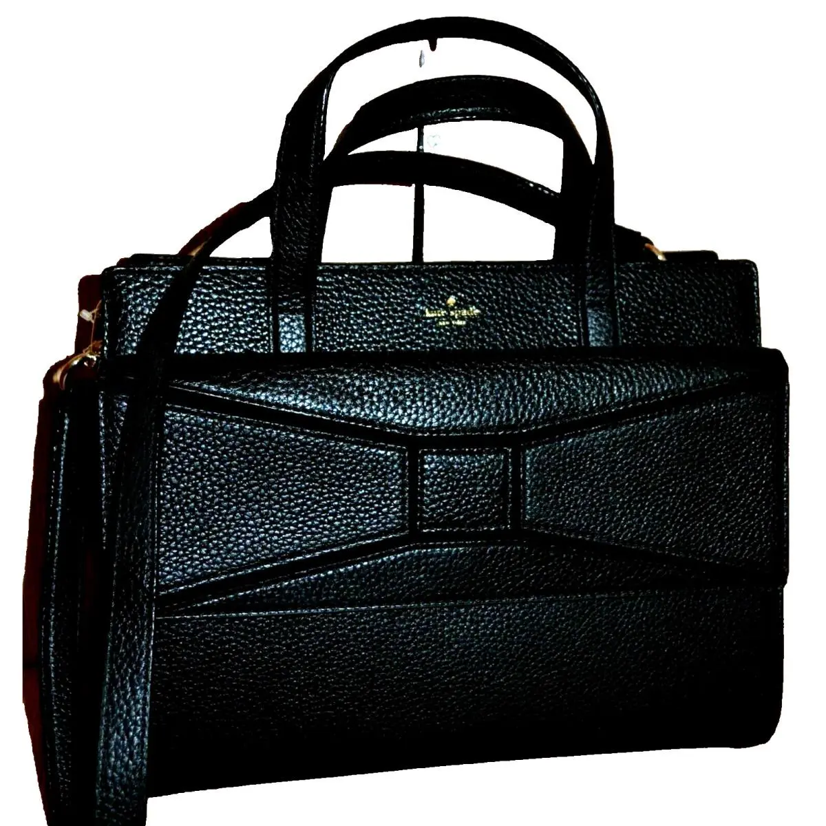 New York Chantal Bridge Place Pebbled Leather Satchel Black by Kate Spade